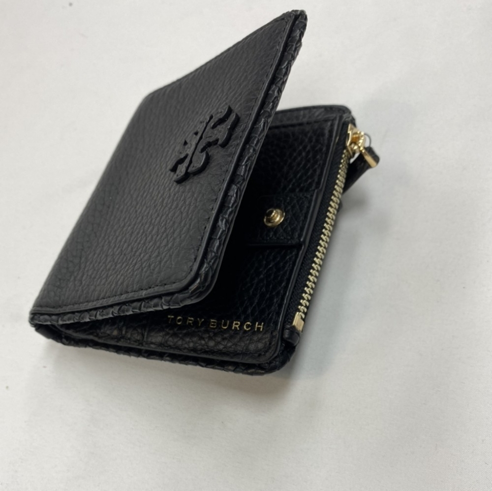 Tory Burch Black Leather Snap Wallet